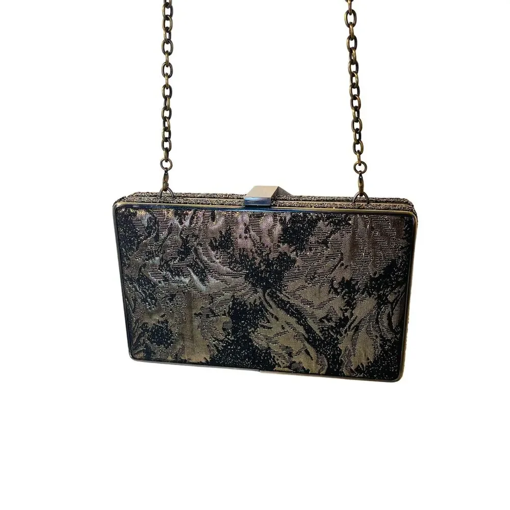Sondra Roberts Bag Metallic Gold Clutch Crossbody Chain Clutch Purse